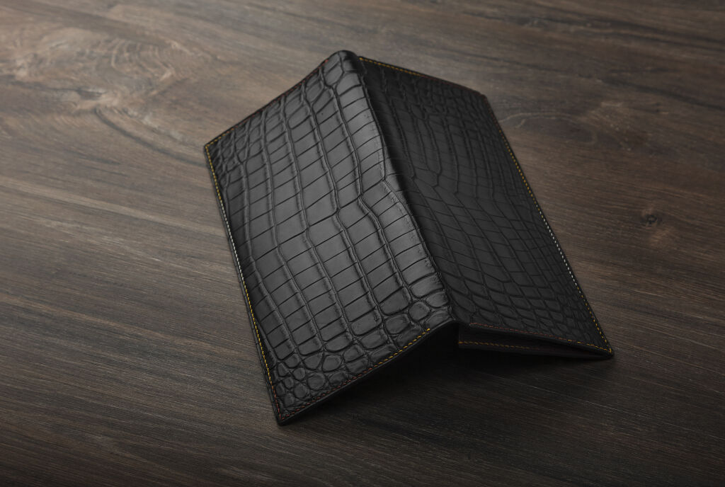 Black Croc Long Wallet